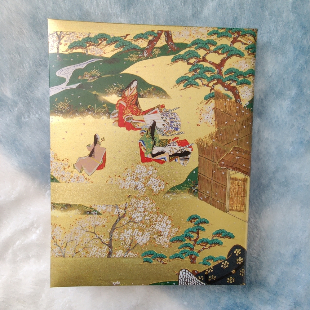 Japanese Bi-fold Photo Frame Ukioe Style Gold Color Photo Stand with Box